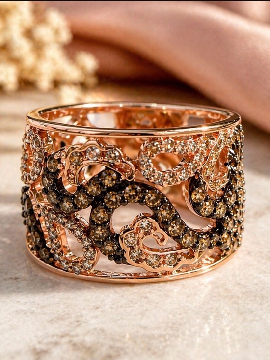 Levian Jewelry - Authentic Le Vian Chocolate Diamond Ring 14K Rose Gold Wide Band Size 7